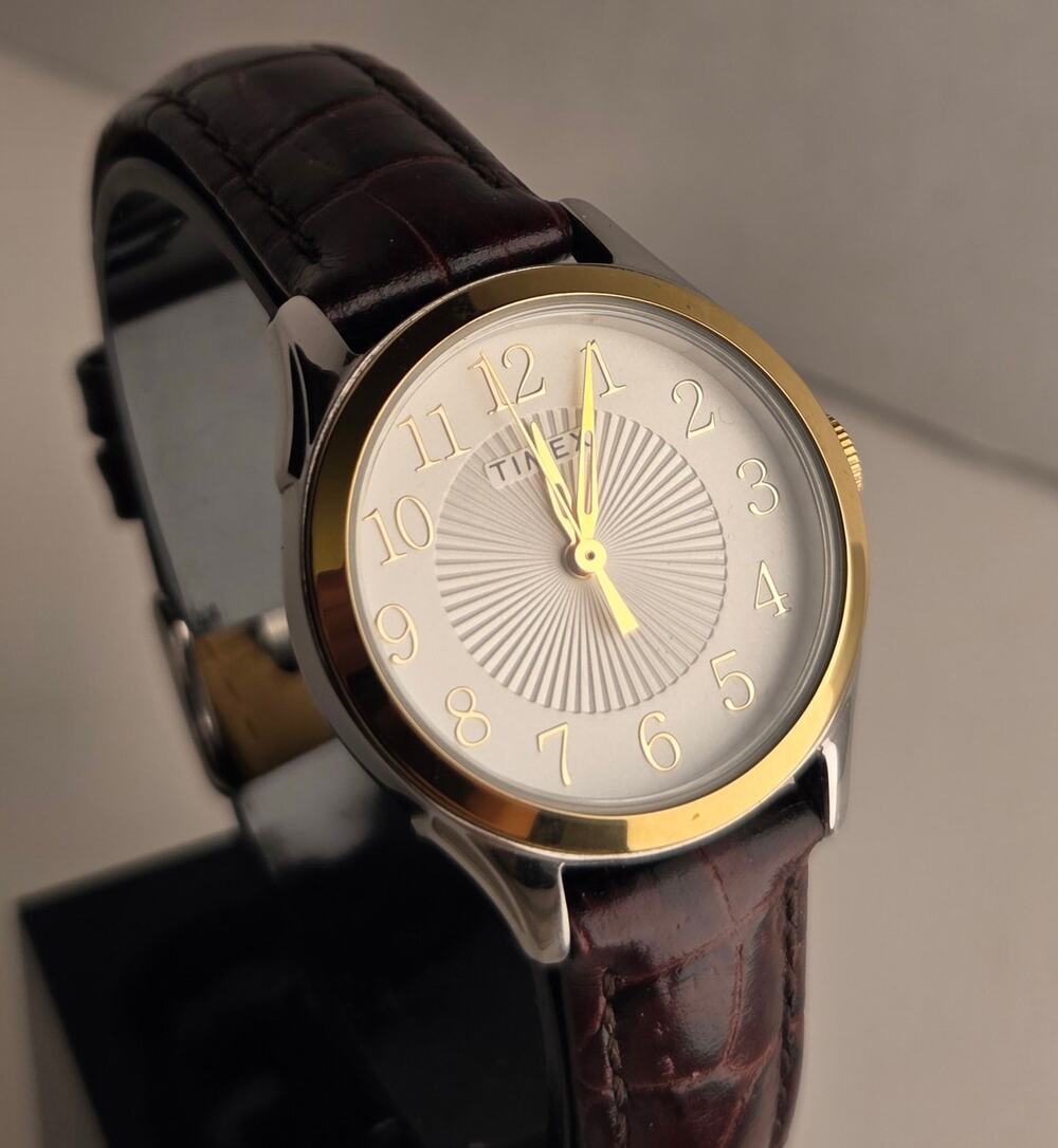 Timex Briarwood TW2U68100 Women's 28mm Two Tone Silver Dial Leather Watch